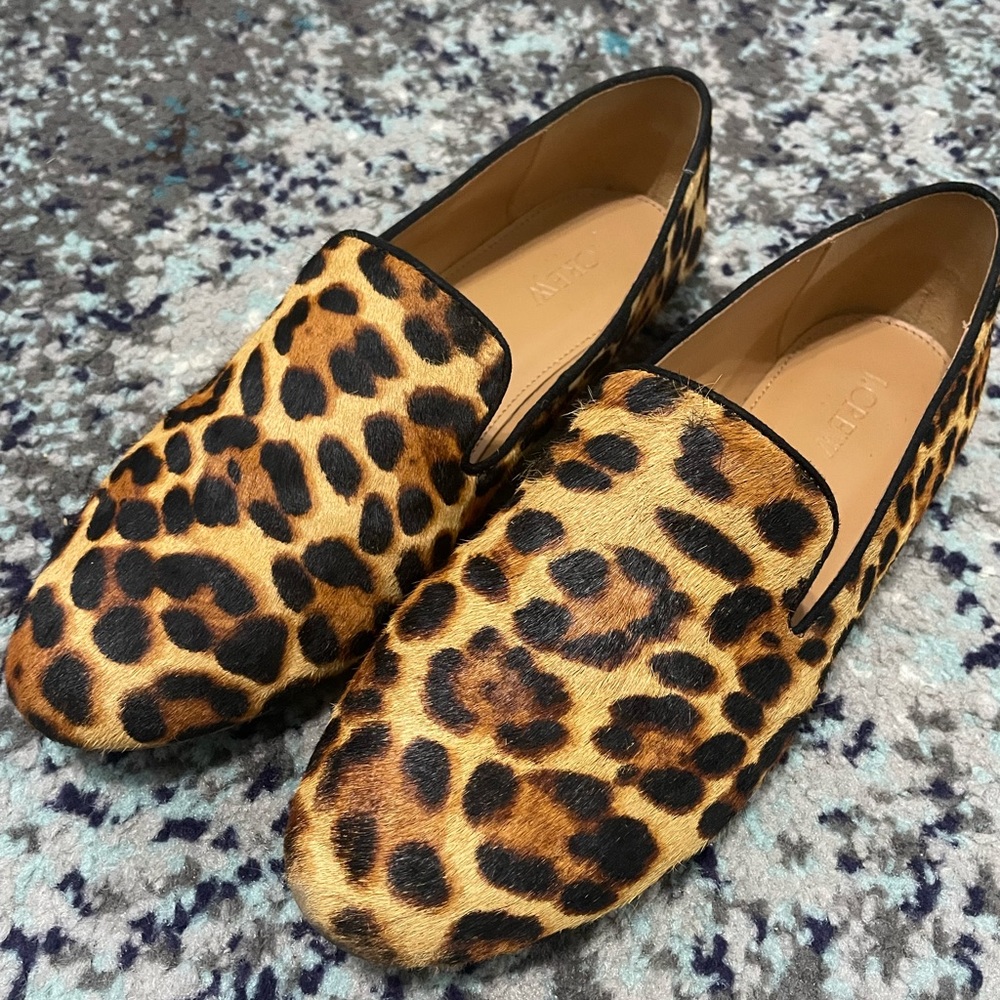 J Crew Leopard Print Loafers, size 8.5